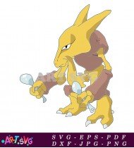 Yellow Pokemon with a Spoon in its Hand SVG