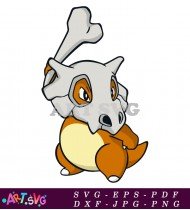 White Pokemon with a Red Eye and Brown SVG