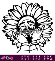 Sunflower Black And White Tattoo Design SVG 1