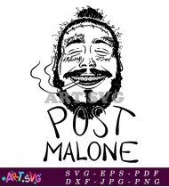 Post Malone Tattoo Design Black And White SVG 3