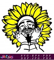 Post Malone Sunflower Cartoon Design SVG