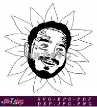 Lil Peep Black and White Sunflower SVG 1