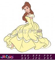 Belle Disney Princess Yellow Dress Cartoon SVG 1