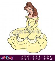 Belle Disney Princess Holding Book Cartoon SVG