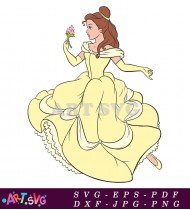 Belle Disney Princess Yellow Dress Cartoon SVG 3