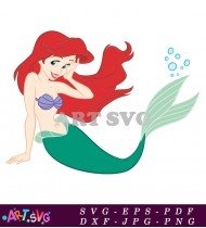 Cartoon Mermaid Disney Princess Ariel Character Illustration SVG 2