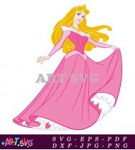 Beautiful Sleeping Beauty Princess In Pink Dress SVG