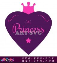 Princess Heart With Star Clip Art SVG