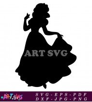 Black Silhouette Of Cinderella Princess SVG 4