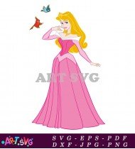 Cartoon Sleeping Beauty Princess With Rose SVG