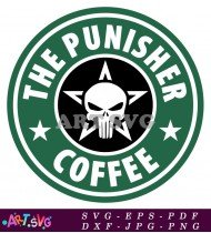 The Punisher Skull Coffee Shop Logo SVG