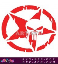 Red Star The Punisher Skull Logo SVG