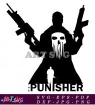 The Punisher Skull Silhouette With Guns SVG