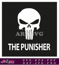 The Punisher Skull Black And White Logo SVG