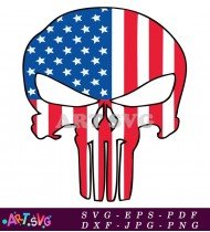 Punisher Skull With American Flag Design SVG