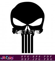 Punisher Skull Logo Black And White SVG 1