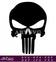 Black And White Punisher Skull Design SVG 1