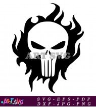 Punisher Skull With Flames Design SVG