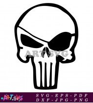 Black And White Punisher Skull Design SVG 2