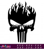 Punisher Skull Logo Black And White SVG 3