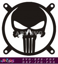 Round Punisher Skull Design Car Decal SVG