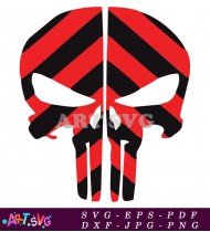 Punisher Skull with Red Chevron Stripes SVG