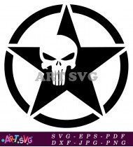 Punisher Skull Star with Black and White SVG