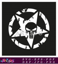 Skull in Star Punisher Decal Vector Design SVG