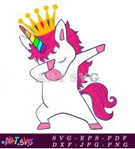 Unicorn Dabbing With Pink Hair Cute Dabbing Design SVG