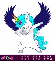 Unicorn Dabbing With Blue Wings Cute Dabbing Design SVG