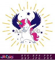 Unicorn Dabbing with Rainbow Wings SVG