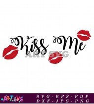 Cute Kiss Me Lips Design For Couples SVG