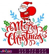 Merry Christmas Santa Claus Holiday Ornament Design SVG