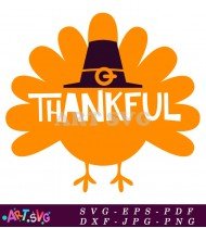 Thanksgiving Turkey Design With Thankful Text SVG