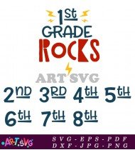 First Grade Rocks Text Design School SVG