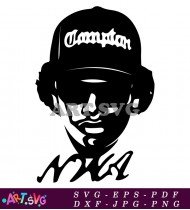 Black And White Rapper Portrait In A Hat SVG