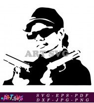 Portrait Of A Rapper Holding A Gun SVG