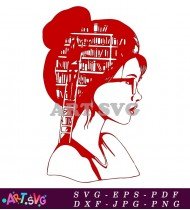 Bookworm Silhouette Red And White Silhouette Design SVG