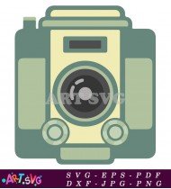 Vintage Green Camera With Large Lens and Viewfinder SVG