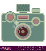 Retro Green Camera With Red Shutter Button and Lens SVG