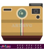 Retro Golden Camera With Black Viewfinder and Brown Base SVG