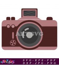 Red Camera With Dark Brown Trim and Lens SVG