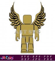 Golden Winged Robot Isolated White Background Design SVG