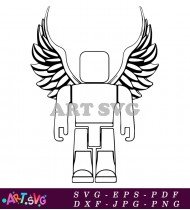 Black Winged Robot Design Template SVG