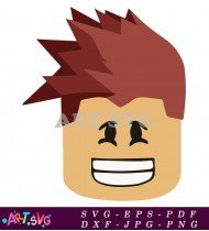 Roblox Guy Avatar With Red Hair Smiling SVG