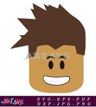 Roblox Guy Avatar With Brown Hair Smiling SVG