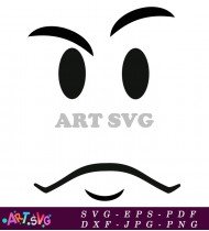 Cartoon Worried Face with Worried Eyebrows SVG