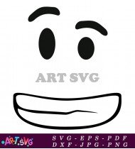 Cartoon Happy Face with Wide Smile SVG