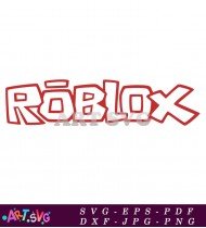 Red And White Roblox Logo Text Outline SVG