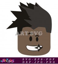 Roblox Male Avatar with Black Hair and Smiley Face SVG